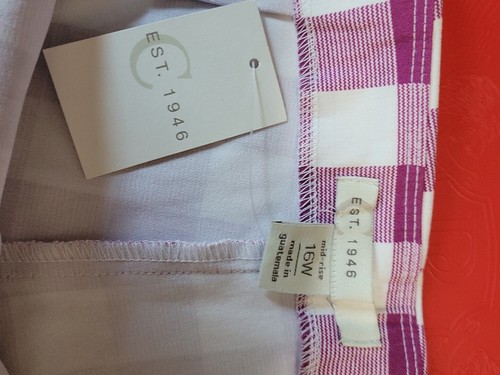 C. EST. 1946 Full Bloom Clover Pull On Shorts Purple Plaid Women's 16W - Picture 4 of 6