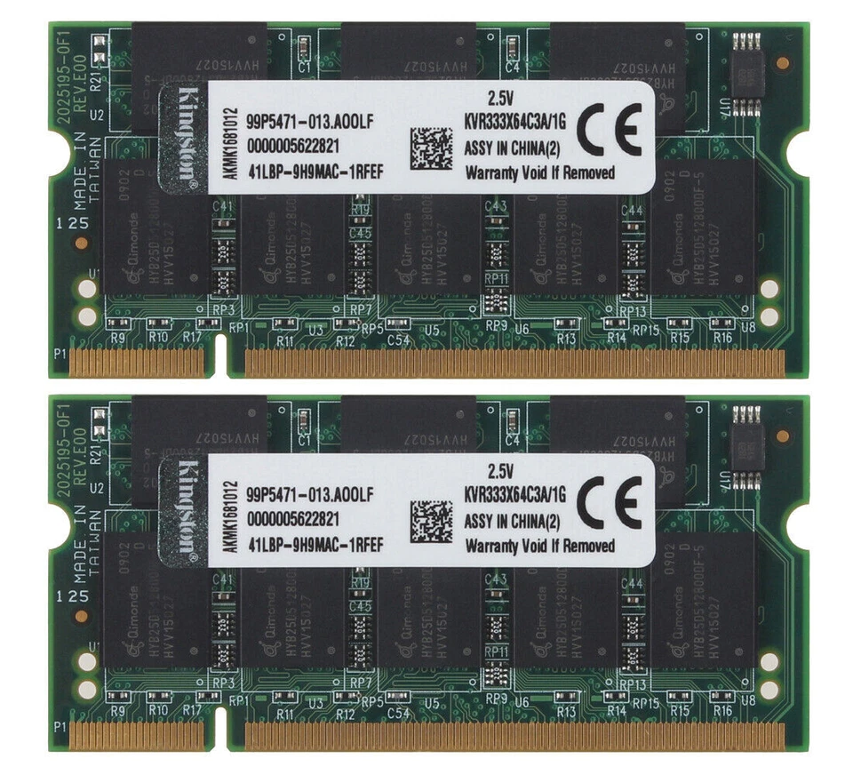 New 2GB Kingston 2X1GB DDR-333MHZ PC2700 200PIN CL2.5 SO-DIMM RAM Laptop Memory - Image 2 of 4