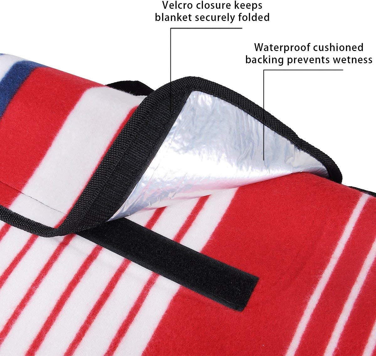 HOMVAN 200 x 200 cm Picnic Blanket Beach Rug with Waterproof Backing