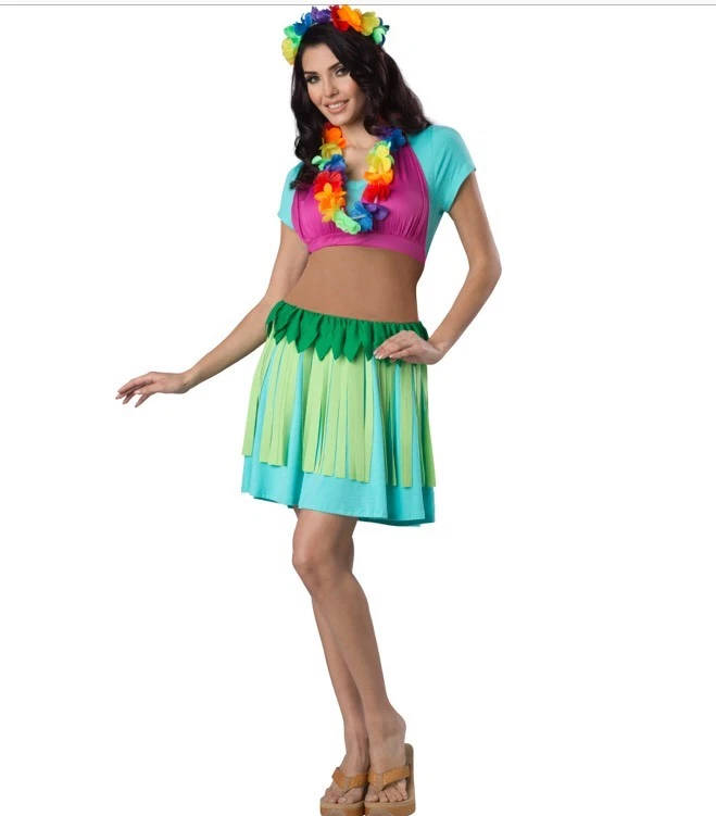 Bailarina de Hula Hawaiana Luau Disfraz de Halloween Mujeres Juegos con disfraces Adulto Talla Única Nuevo Foto 2 de 3