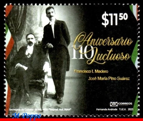 23-02 MEXICO 2023 FRANCISCO I. MADERO, PRESIDENT,  JOSE MARIA PINO SUAREZ, MNH