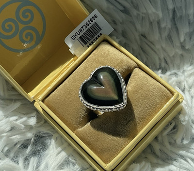 Sajen Regenbogen Obsidian Herz Ring ''Magisches Herz Glow In Heart'' 925 Silber Gr. 8