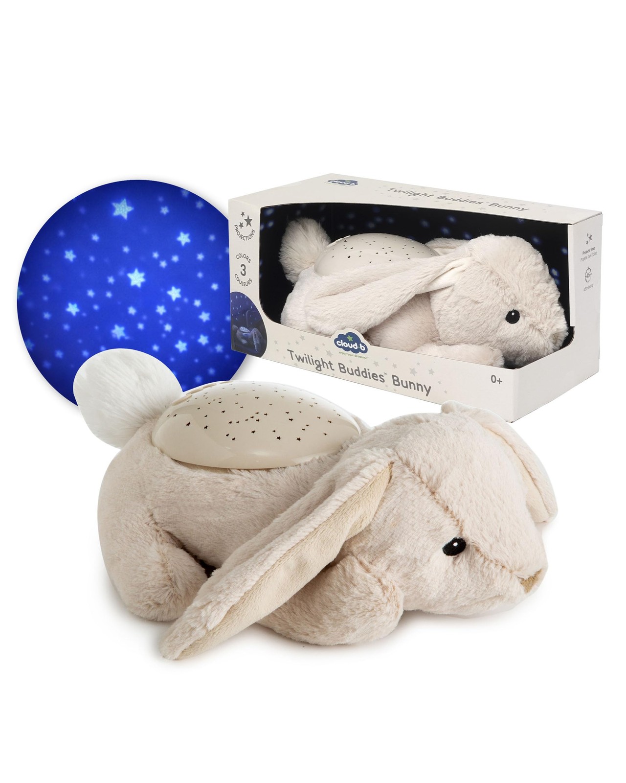 Veilleuse projecteur d'étoiles avec lumière douce LED 3 couleurs pour bébé
