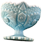Vintage FENTON Blue Satin Custard Compote Pedestal Bowl HOBSTAR Pinwheel Vase 5" — photo 1