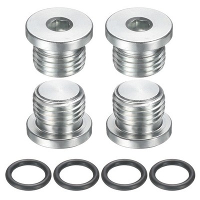 4Pcs SAE 1/2-20 UNF Carbon Steel Inner Hex Head Pipe Fitting Plug with O-Ring