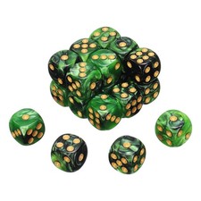 24Pcs 6 Sided Colored Standard Dice, Acrylic D6 Game Dice Light Green/Black,Gold