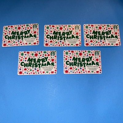 5 x 2024 STARBUCKS ''MERRY CHRISTMAS'' GIFT CARDS #6319 NO VALUE - BRAND NEW LOT!