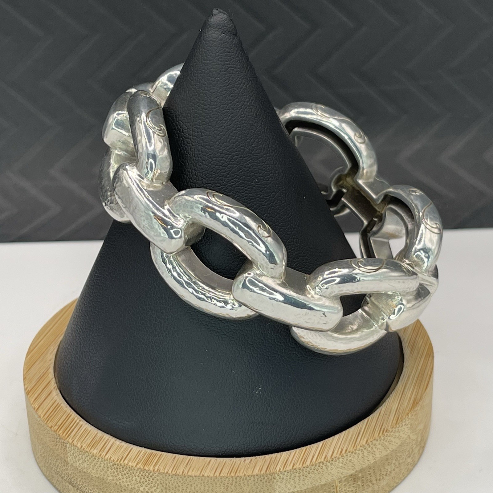 Brighton Interlocking Chunky Silver Tone Hinged B… - image 2