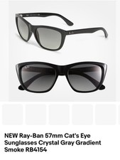 NEW Ray-Ban 57mm Cat's Eye Sunglasses Crystal Gray Gradient Smoke RB4154