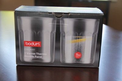 RARE Bodum Chicago 6oz Double Wall Thermo Glasses Set of 2 Brand New Sealed