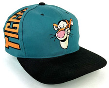 Vtg TIGGER Disney Store Snapback Hat Side Spell Out Logo Adjustable Cap