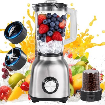 2 in 1 600W Standmixer Universal Mixer Smoothie Maker 1,5L Ice Crusher Edelstahl