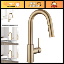 Champagne Bronze Bar Faucet with Pull Down Sprayer, Single Handle Kitchen Sink T