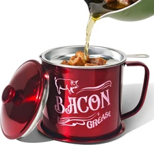 1.3L Bacon Grease Saver Container with Fine Mesh Strainer,Stainless Steel Oil Ke