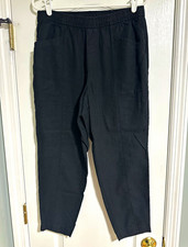 Old Navy Women s Black Pants Flat Front Solid Elastic Waist Pockets Size M