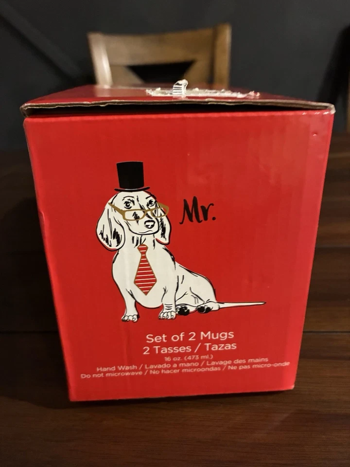 Кофейная кружка Mr & Mrs Dachshund Dog набор из 2 свадебных валентинок 15 унций керамическая чашка - Изображение 3 из 4