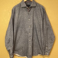 BUGATCHI Classic Fit Men's Button-Down Shirt in NAVY Size Estimate Large, no tag