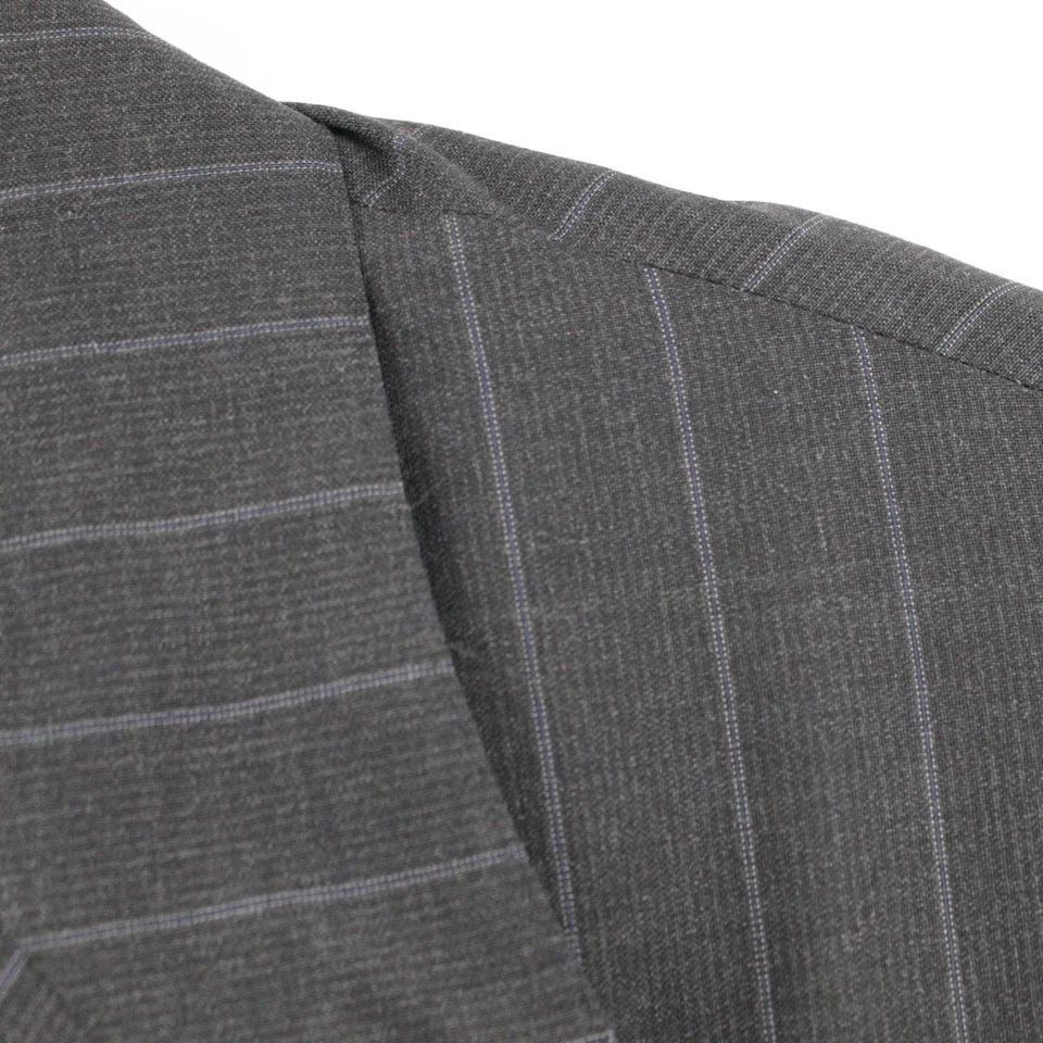 Gianluca isaia 那不勒斯运动外套男式 46R 三扣条纹灰色缺口 — 第 2/4 张图片