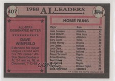1989 Topps All Star Blank Front Dave Winfield #407 HOF 0b6