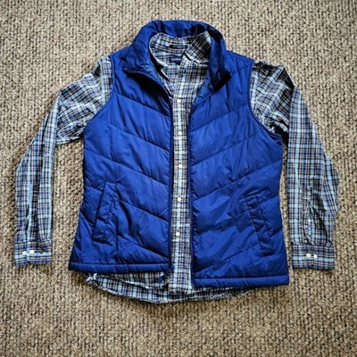 Lands End Supima Cotton Button Down & Puffer Vest Two-piece Outfit Set Medium
