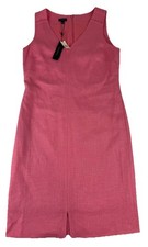 Talbots Pink Tweed V-Neck Sheath Dress with Pockets Size 6 Sleeveless NWT
