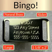 Custom Engraved Dog Tags Personalized Dog Pet Tags Engraved SLIDER BRASS LARGE