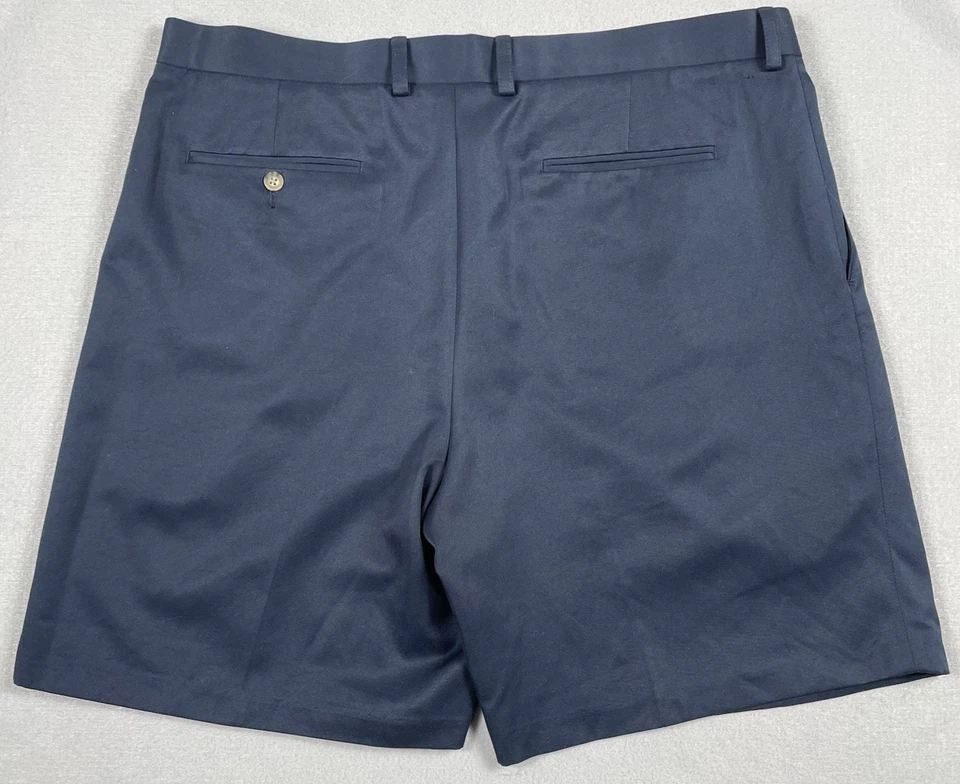 Shorts de golfe Oxford masculino 40 azul marinho super seco plissado desempenho poliéster - Imagem 2 de 4