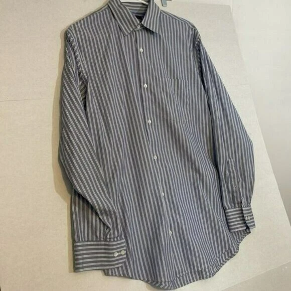 Banana Republic Mens Shirt, Cotton, Blue and White Stripe, Medium - Image 2 of 4