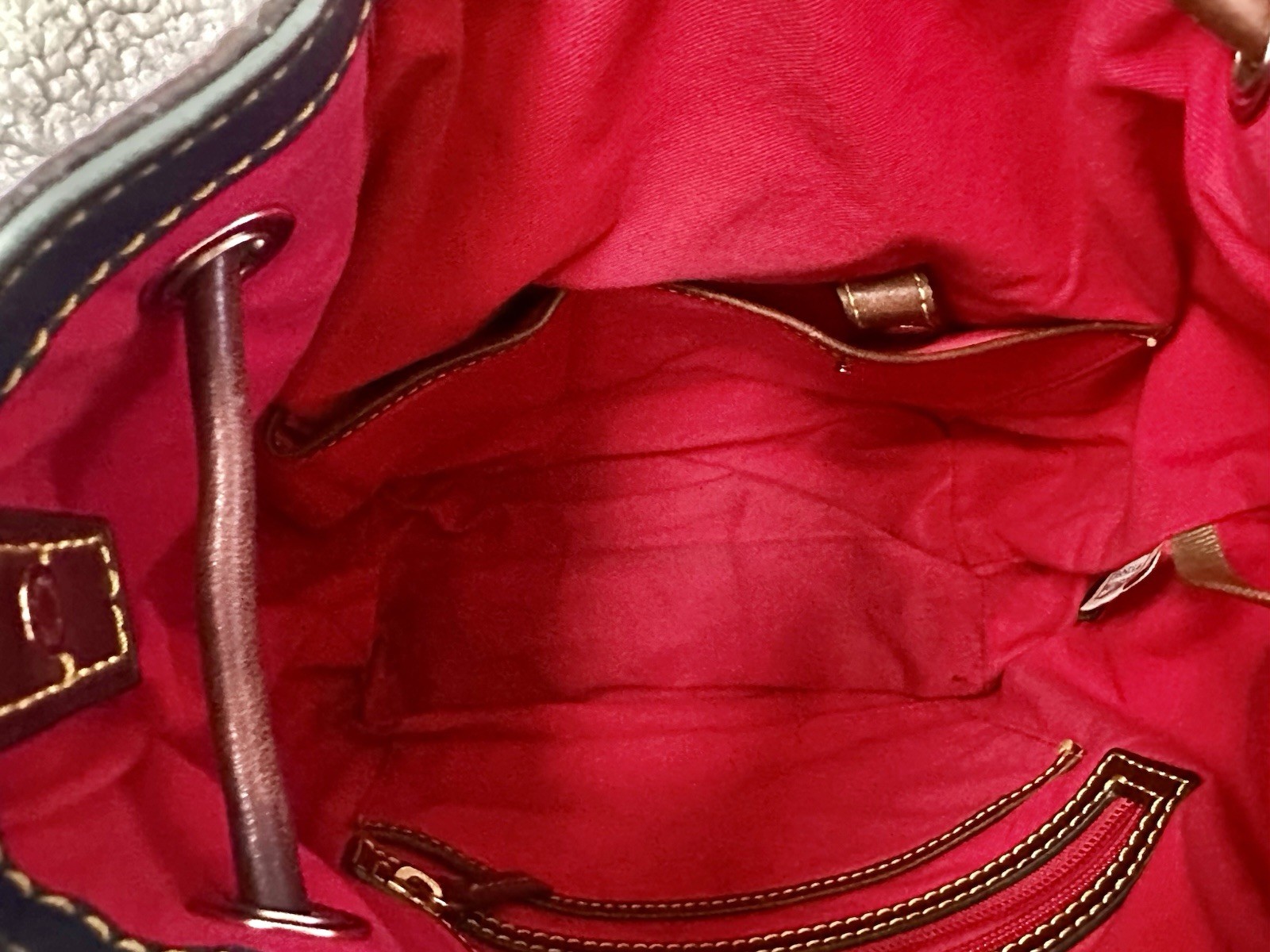 Dooney Bourke Blue Leather Drawstring Bucket Bag - image 19