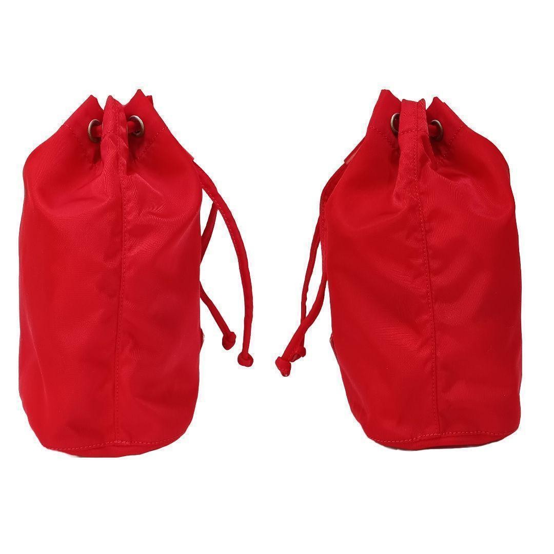 Prada Nylon Red Drawstring Triangle Logo Pouch Au… - image 2