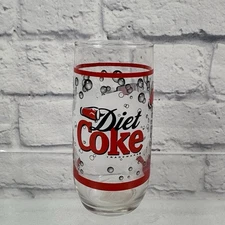 Vtg Coca Cola Glass Diet Coke Red Bubbles - Collectible Glass Anchor Hocking USA