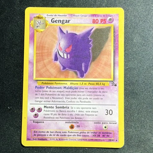 New ListingPokémon Gengar Rare 80HP Fossil 20/62 Portuguese Wizards Card 2000