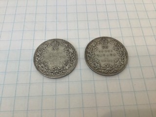 (2) 1918 Canada sterling silver quarters