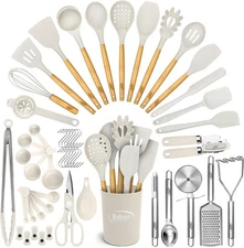 Kaluns 50 PCS Silicone Kitchen Utensils Set Complete Kitchen Set - 800°F Heat R