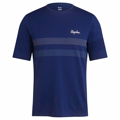 Rapha Explore Technical T-Shirt Men's S Blue/White Stripe Polyester Cycling NWT