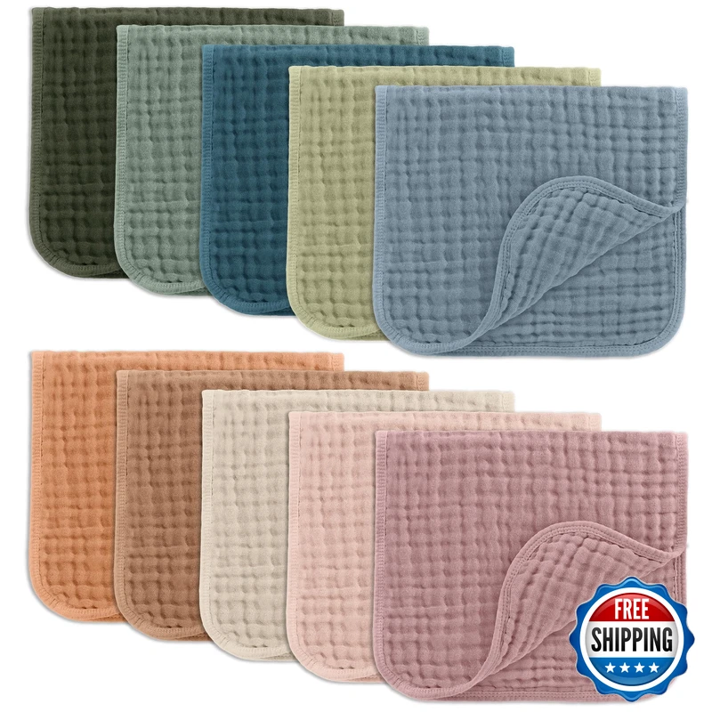 Comfy Cubs Muslin Burp Cloths 20 X 10 Pack Of 10 - Large 6-Layer Ultra