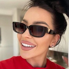New Rock Black Thick Frame Rectangle Sunglasses