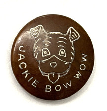 RARE Vintage JACKIE BOW WOW Dog Vegetable Ivory Button - 3/4" (F46)
