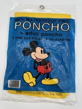 VINTAGE MICKEY MOUSE WALT DISNEY WATERPROOF RAIN PONCHO ADULT