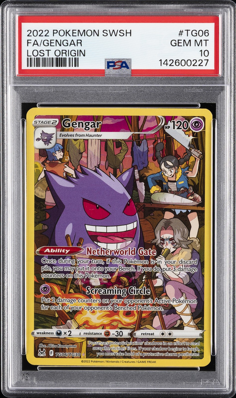 2022 POKEMON SWORD & SHIELD LOST ORIGIN #TG06 FULL ART/GENGAR PSA 10