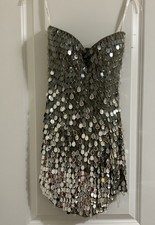 Rare Sherri Hill Dress Women’s Cocktail Mini Mirror Beading Strapless Size 2