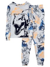 Jurassic World Boys Lightweight Gray Dinosaur Pajamas Sleep Set Medium 8