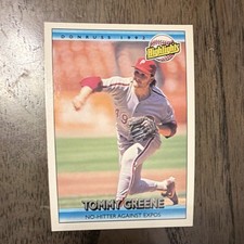 Donruss 1992 Tommy Greene #94 Phillies Highlights MLB Card No-Hitter