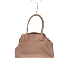 TOD'S Handbag Tote Bag Shoulder bag Pink Leather Logo embossed Japan F/S USED