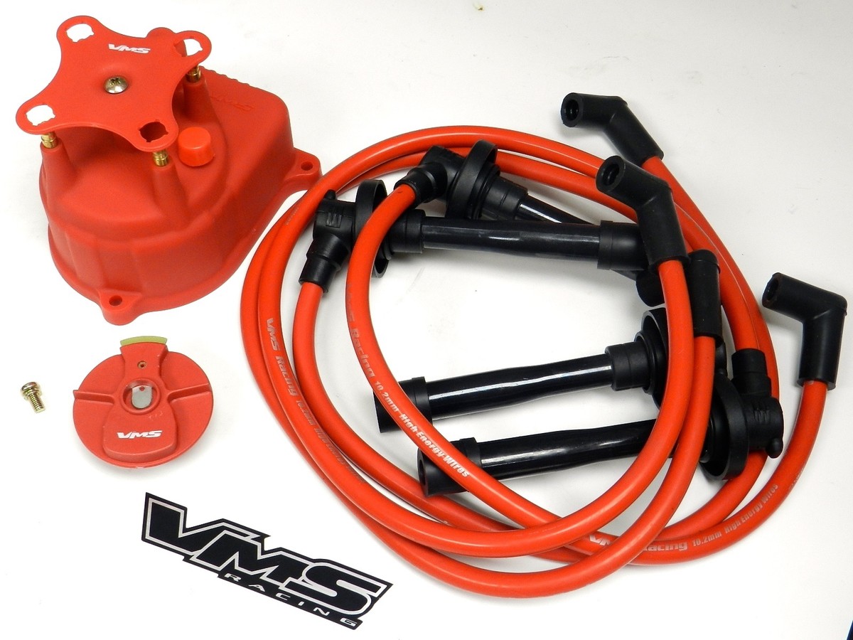 DISTRIBUTOR CAP + ROTOR + SPARK PLUG WIRE KIT FOR 92-95 HONDA