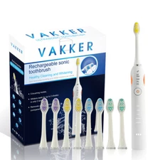 Vakker Sonic Electric Toothbrush 8 Brush Heads Pack 5 Modes Corded Rechargeable