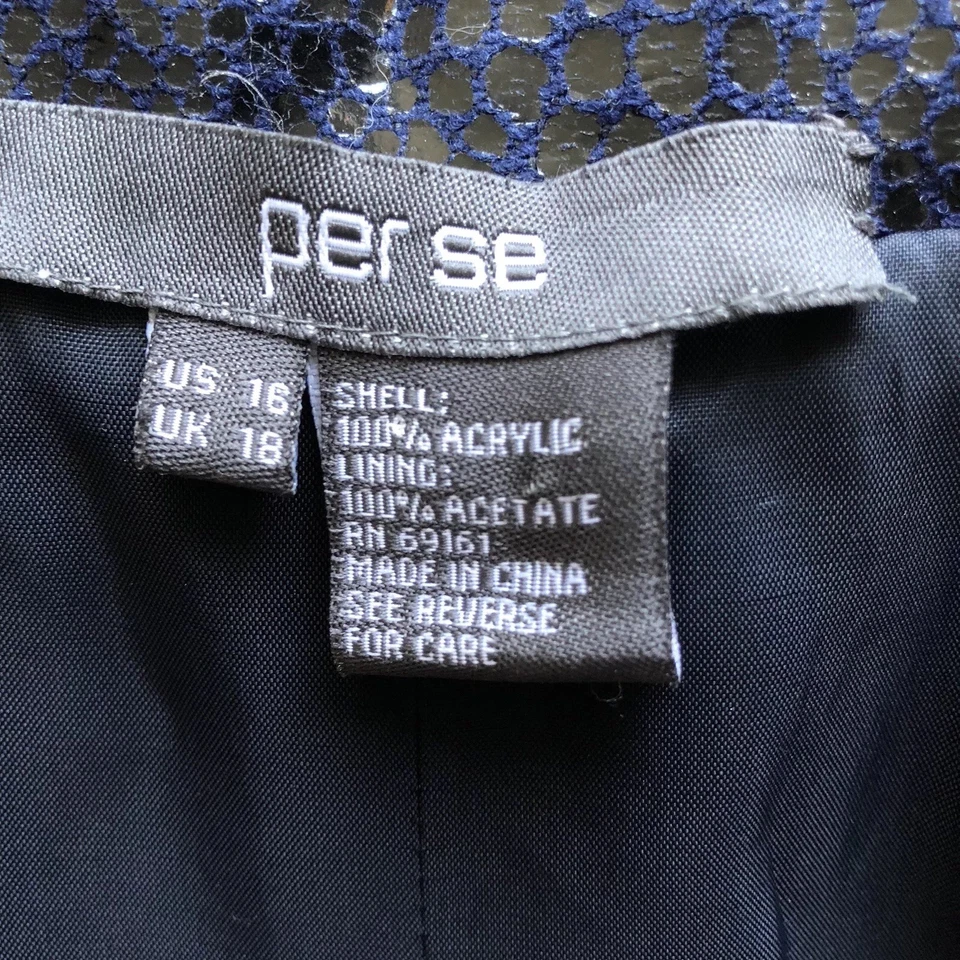 Abrigo Per Se Swing Azul Negro Imitación Piel de Serpiente Mangas 3/4 Botones Bolsillos 16 Foto 4 de 4