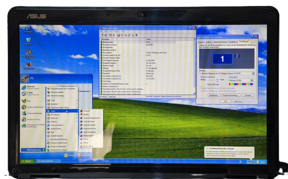 ASUS Windows XP Gamer Notebook  Athlon X2 500GB 4GB Laptop HDMI HD 4570 17,3" - Bild 2 von 4