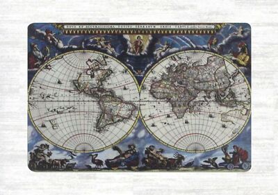 Historical 1665 atlas map world map tin metal sign modern wall decor
