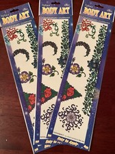 3 RARE Sheets Flowers New Vintage Tattoo king Inc. Body Art Nip TKC-010